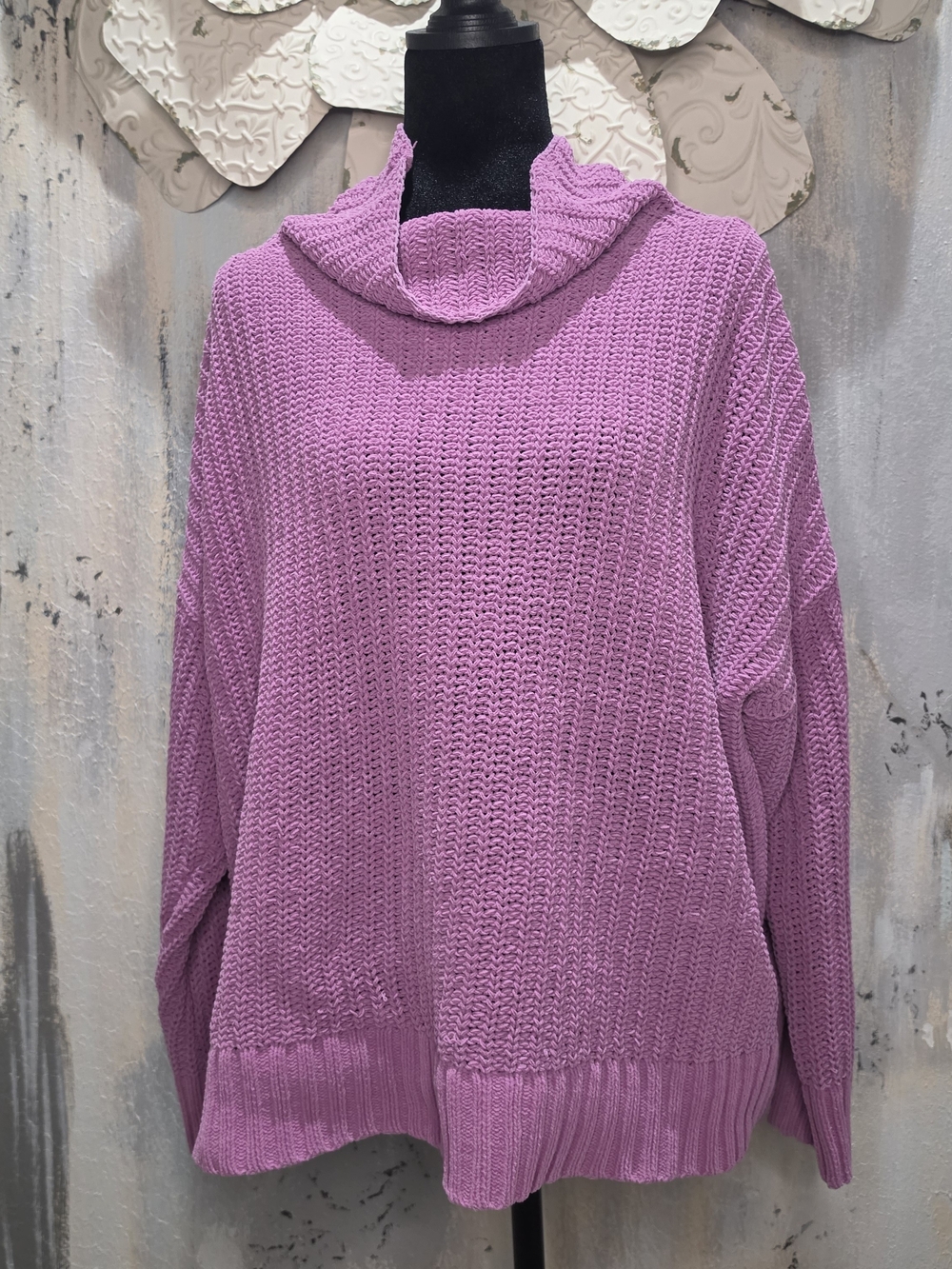 aerie Lilac Cowl Neck Knit Oversized Sweater Size XS